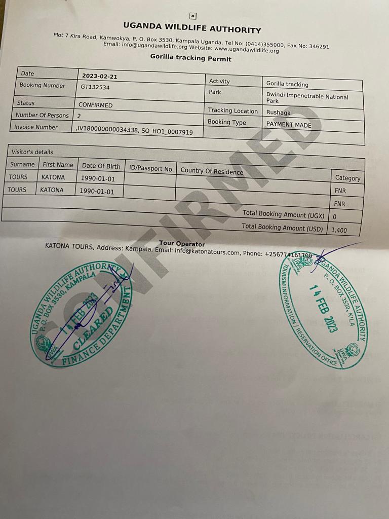 uganda gorilla permit